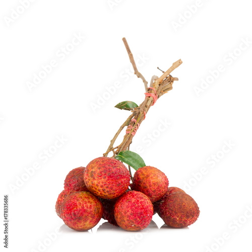 Fresh lychees isolated on white background