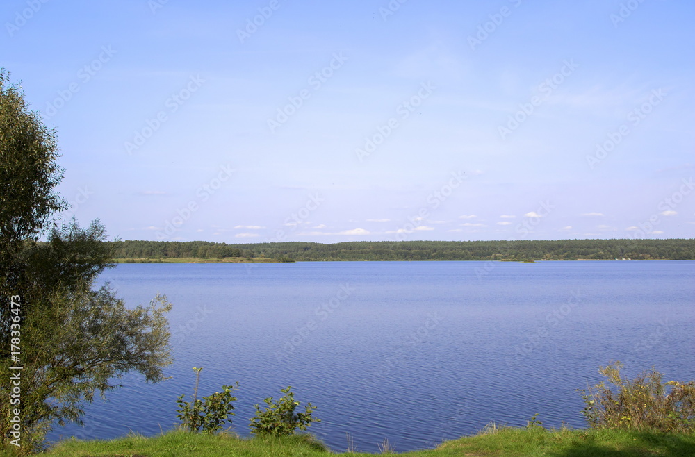 Blue lake, summer landscape, Belarus