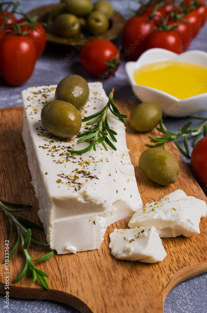 Cheese feta with olives Cheese feta with olives