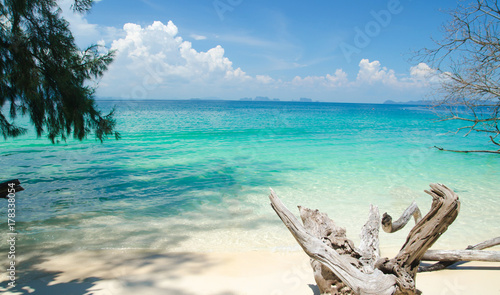 thailand landscape photo of island on trang province with blue sky and sea