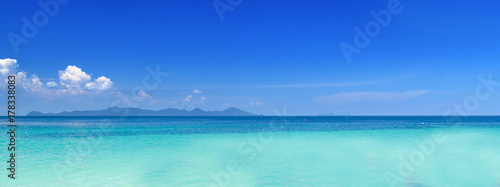 Calm Sea Ocean And Blue Sky Background