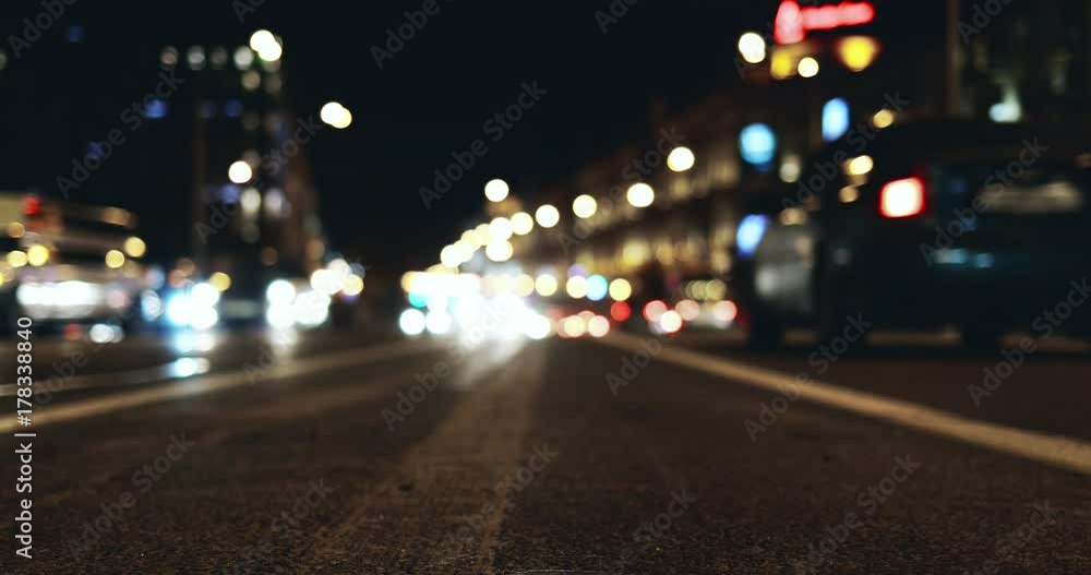 Night city is defocused with nice bokeh 
