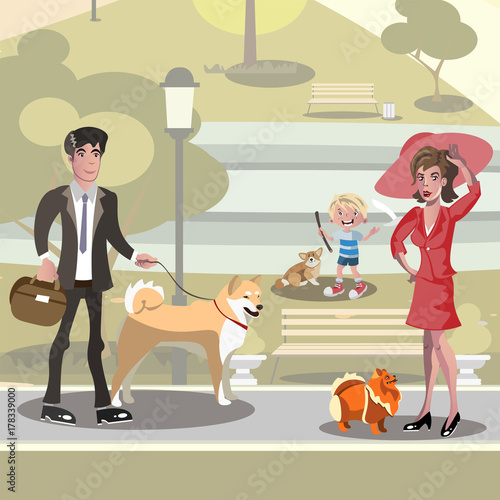 People with dogs design concept