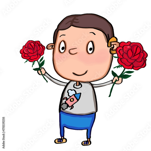 cute child and roses photo