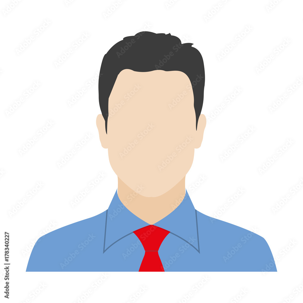 Man in the shirt and tie. Businessman avatar or male face icon. Vector