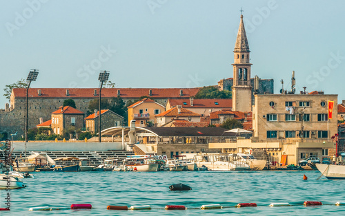 Obraz na płótnie View of the old town from the side of Budva, Montenegro. Budva - one of the best preserved medieval cities in the Mediterranean and most popular resorts. w salonie