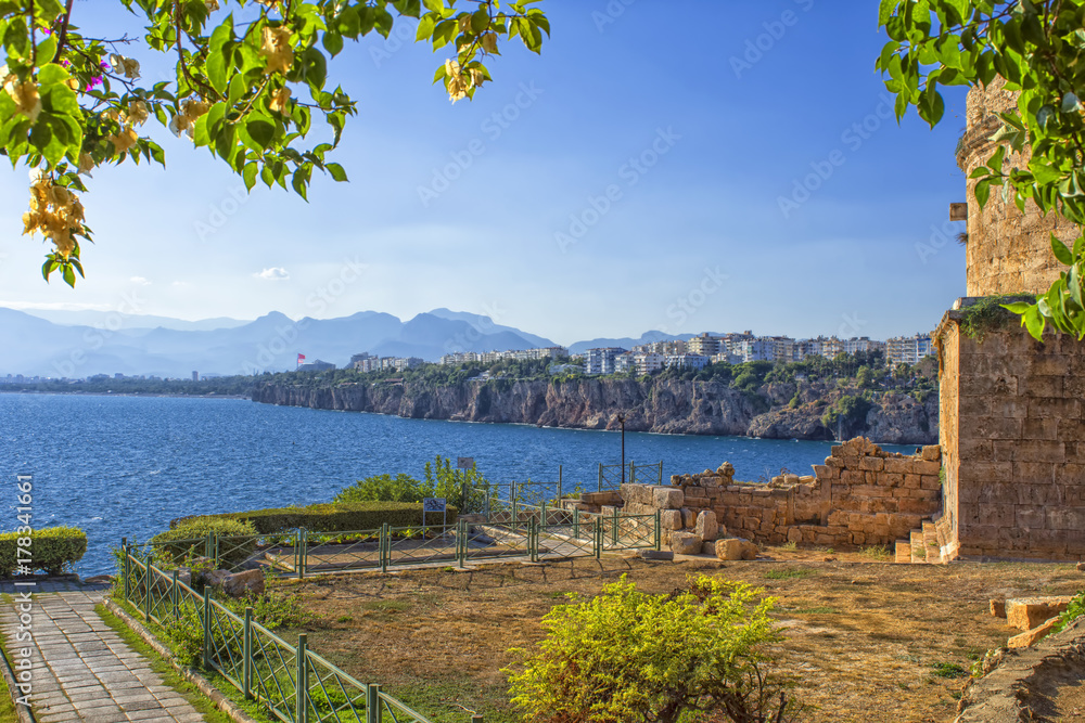Panoramic view on Antalya city from old town Kaleici. Turkey