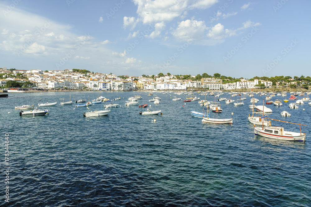 sight of Cadaques and of its bay in the Costa Brava in Gerona, Spain.
