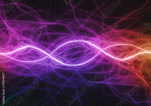 Purple plasma or sound waves, abstract wave background © Martin Capek