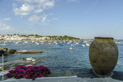 sight of Cadaques and of its bay in the Costa Brava in Gerona, Spain.
