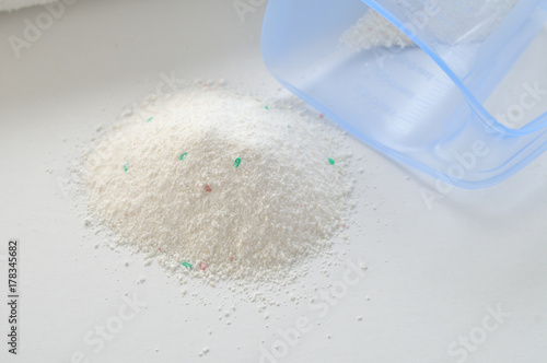 Washing powder for white fabrics photo