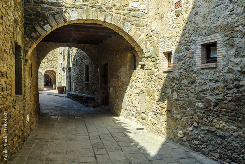 sight of the streets of the medieval town of Monells in Gerona, Spain. © ahau1969