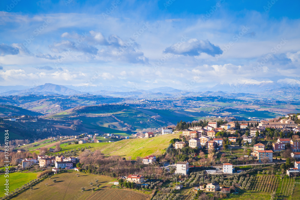 Panoramic landscape of Italian countryside