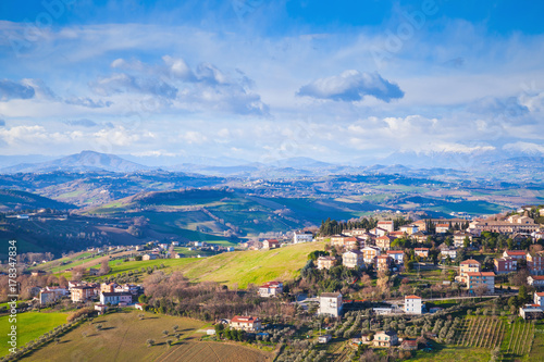 Panoramic landscape of Italian countryside