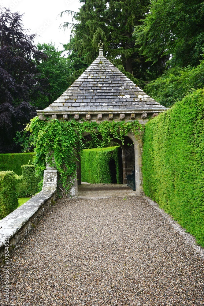 Garden pavilion covered in vines