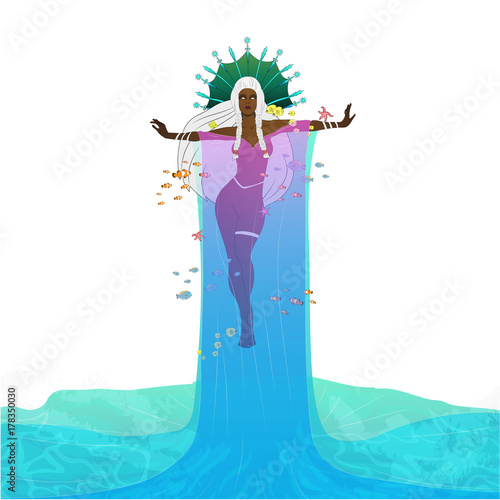 Flying fantasy goddess vector illustration