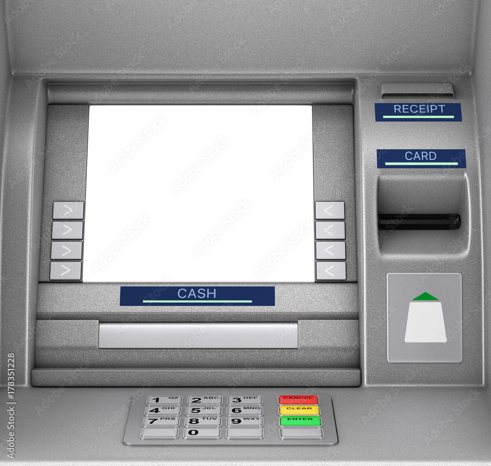 Bank Cash ATM Machine. 3d Rendering Bank Cash ATM Machine. 3d Rendering