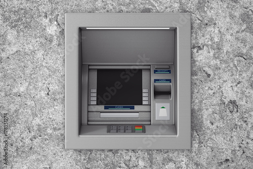Build In Bank Cash ATM Machine. 3d Rendering