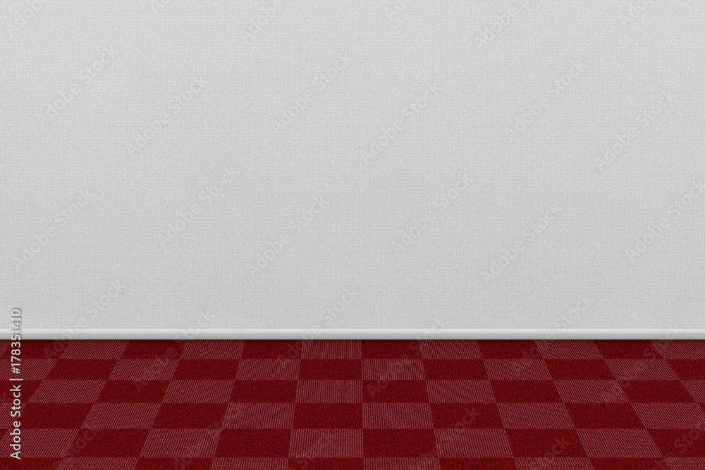 Empty Living Room's Wall with Red Carpet. 3d Rendering