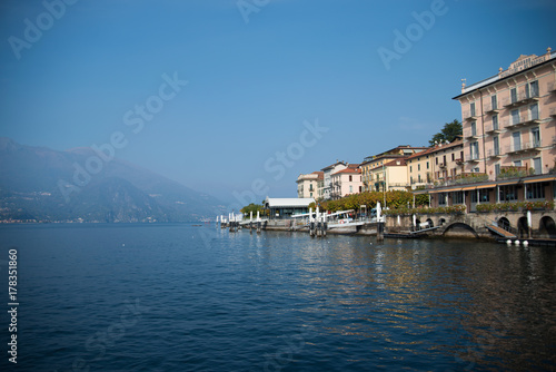 City on the lake in Italy