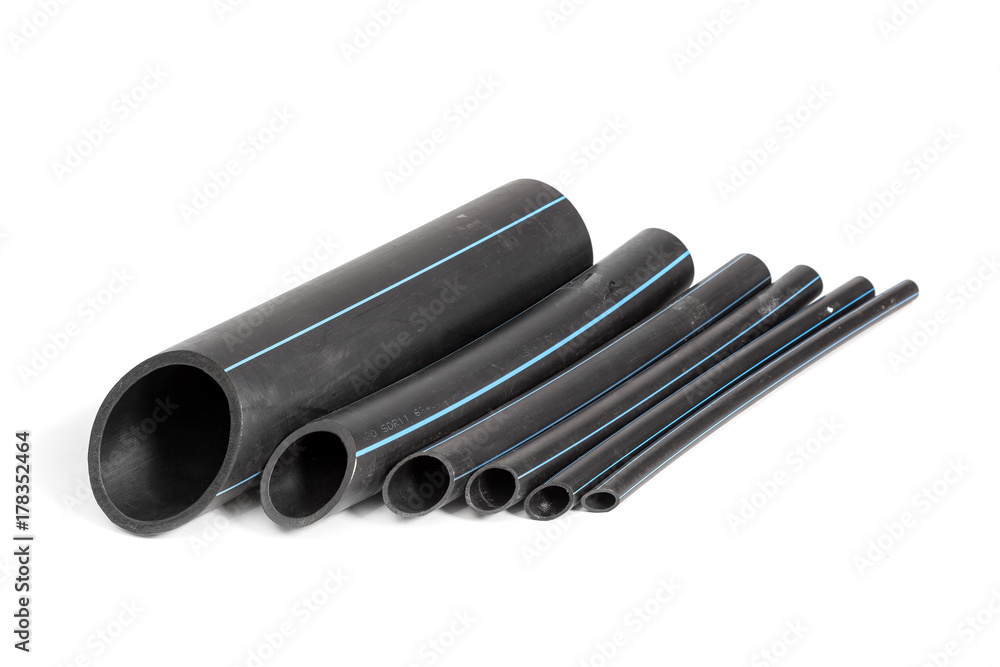 Scraps of plastic ethylene pipes
