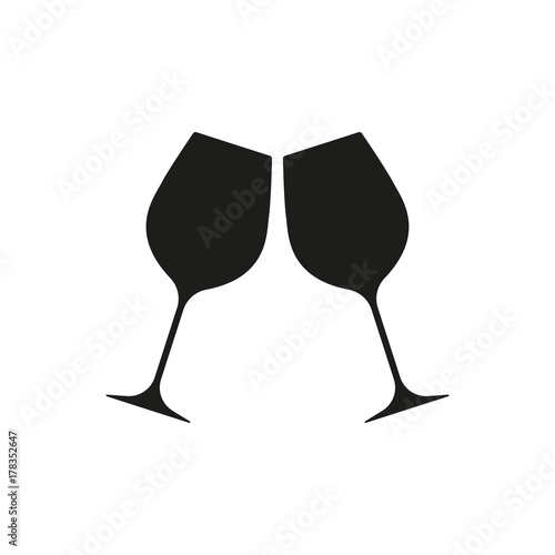 Cheers icon isolated on white background. Two wine glasses icon. Vector illustration.