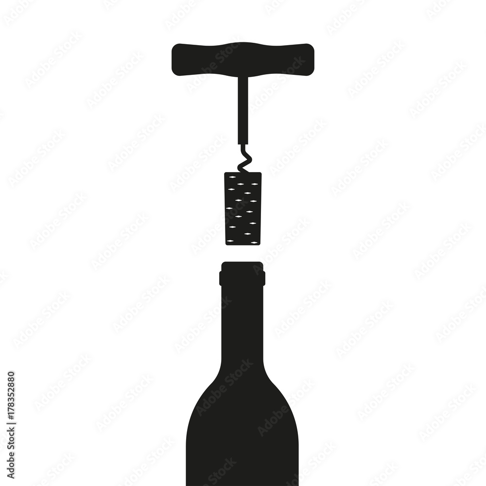 Wine bottle opener icon. Corkscrew and cork. Vector illustration. Wine bottle opener icon. Corkscrew and cork. Vector illustration.