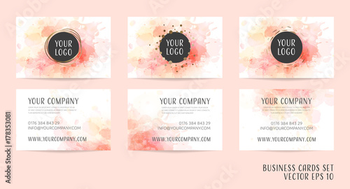Business cards set in watercolor design.