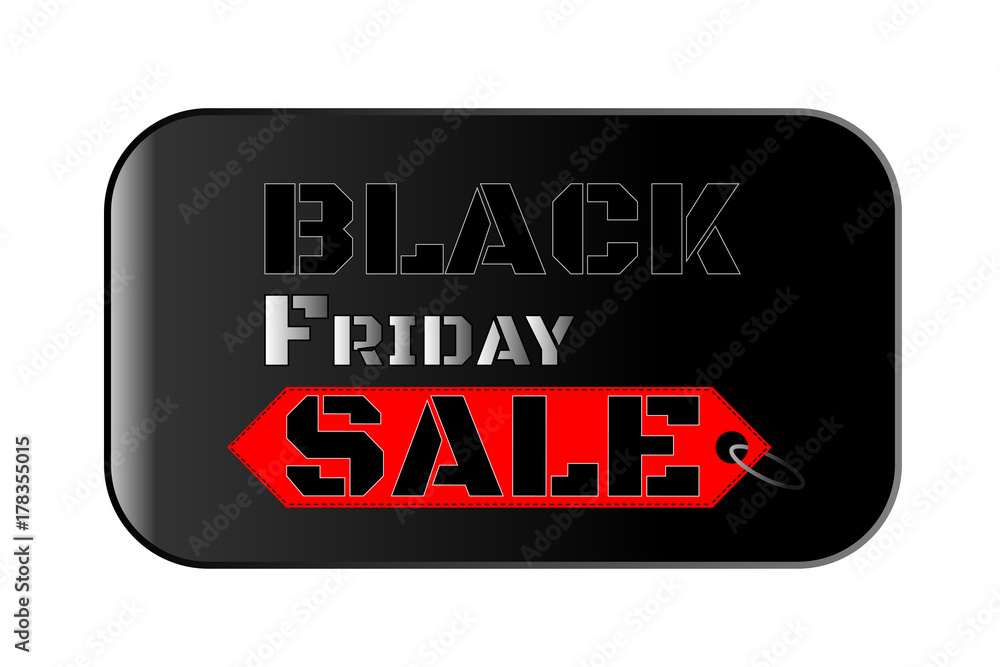 Black friday sale concept. red label and black banner on white background. Vector illustration design. EPS10