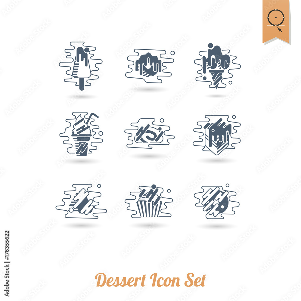 Dessert Icon Set in Modern Flat Design Style