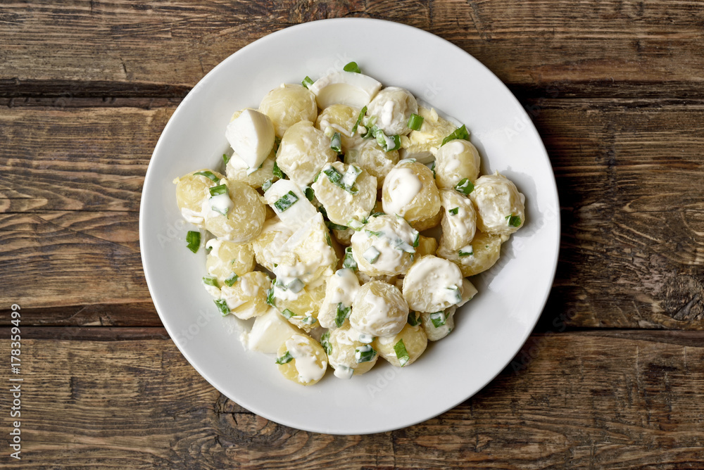 Potato salad with eggs and green onion Potato salad with eggs and green onion