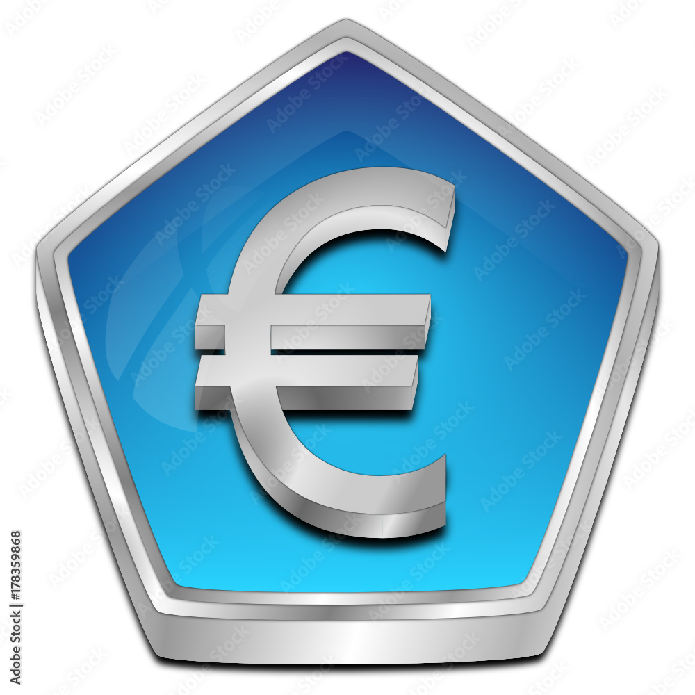 Button with Euro sign - 3D illustration Button with Euro sign - 3D illustration