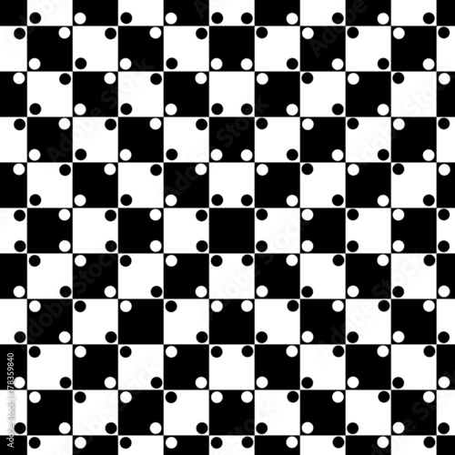 Seamless optical illusion - black & white checkered pattern with parallel lines