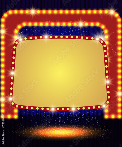  Poster Template with retro banner.  Design for presentation, concert, show