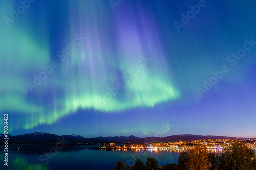 Early northern lights in September above Tromsø