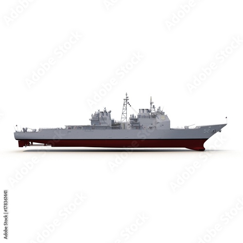 American Modern Warship on white. 3D illustration