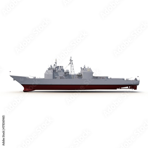 American Modern Warship on white. 3D illustration