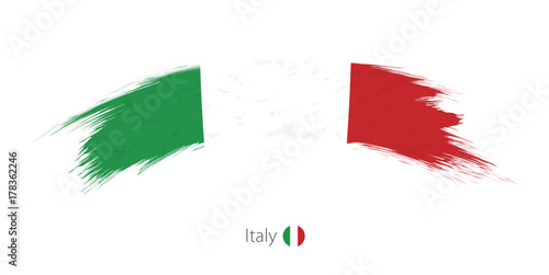 Flag of Italy in rounded grunge brush stroke.