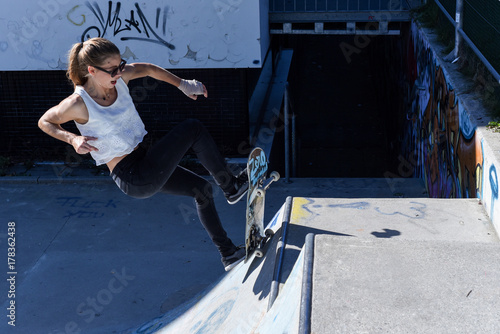 Skater Girl in urban Skate Park in Innsbruck Austria