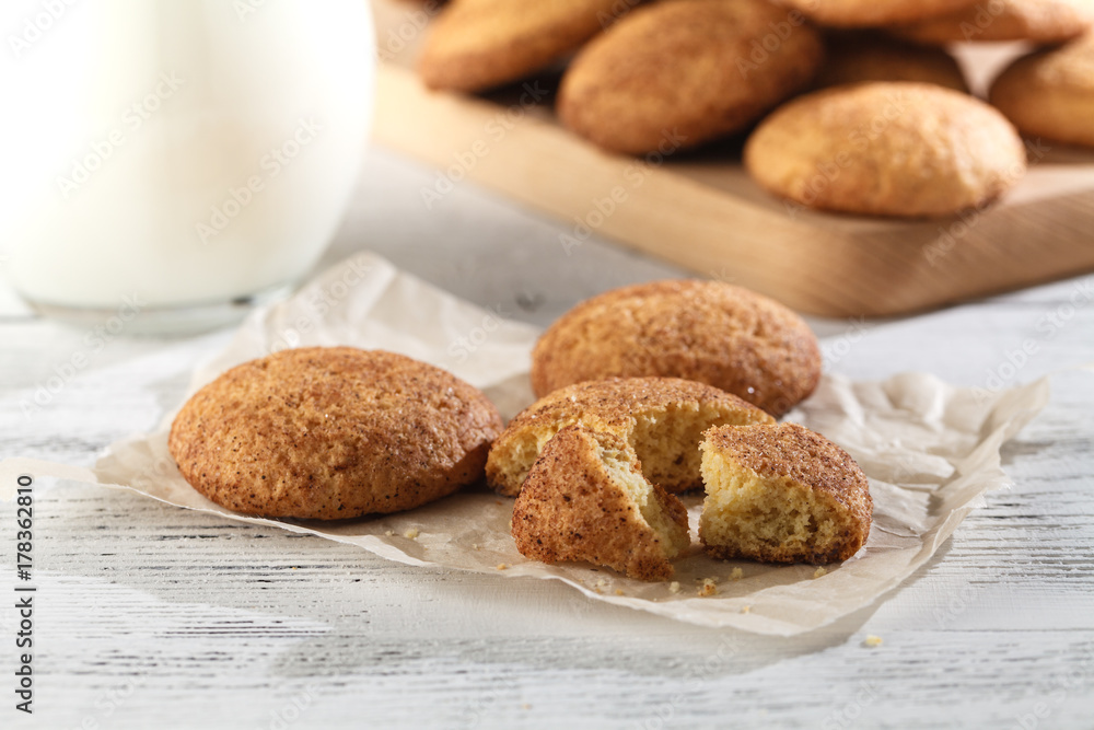 Snickerdoodle cookies with cinnamon and milk Snickerdoodle cookies with cinnamon and milk