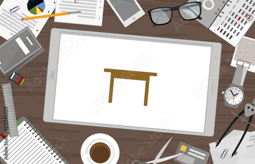 Schreibtisch mit Tablet - Tisch