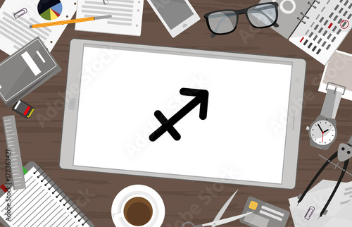 Schreibtisch mit Tablet - Sternzeichen - Schütze