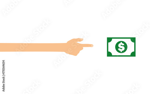 Hand tippt auf Smartphone mit App - Geldschein - Dollar