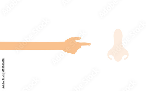 Hand tippt auf Smartphone mit App - Nase