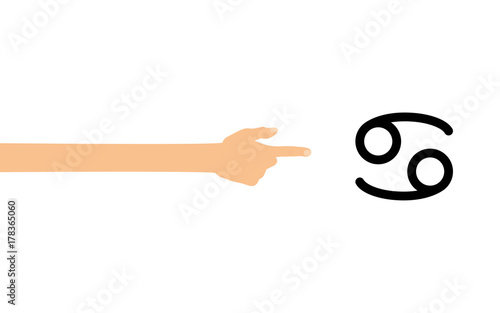 Hand tippt auf Smartphone mit App - Sternzeichen - Krebs