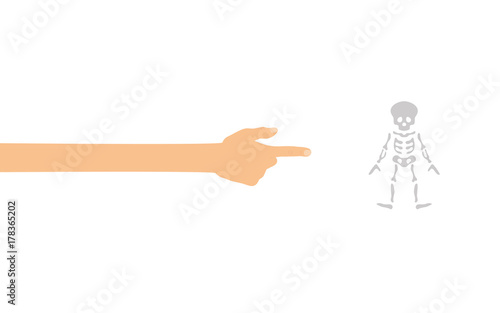 Hand tippt auf Smartphone mit App - Skelett