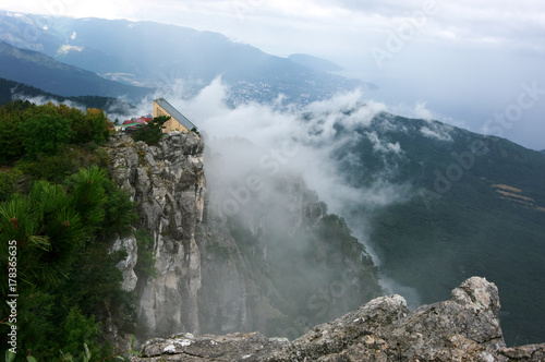 Cableway station on steep cliff