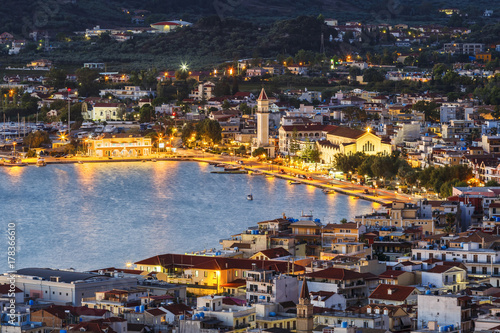 Harbor of Zakynthos town as seen from Bochali view point, Greece. 