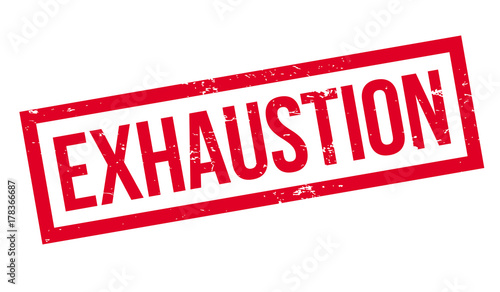 Exhaustion rubber stamp. Grunge design with dust scratches. Effects can be easily removed for a clean, crisp look. Color is easily changed.