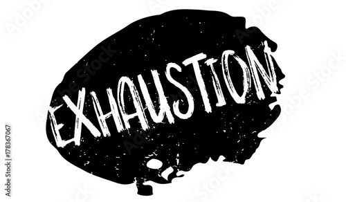 Exhaustion rubber stamp. Grunge design with dust scratches. Effects can be easily removed for a clean, crisp look. Color is easily changed.
